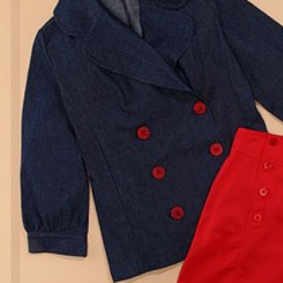Kayce Hughes Jackets & Blazers - Kayce Hughes Chambray Double Breasted Nautical Jacket